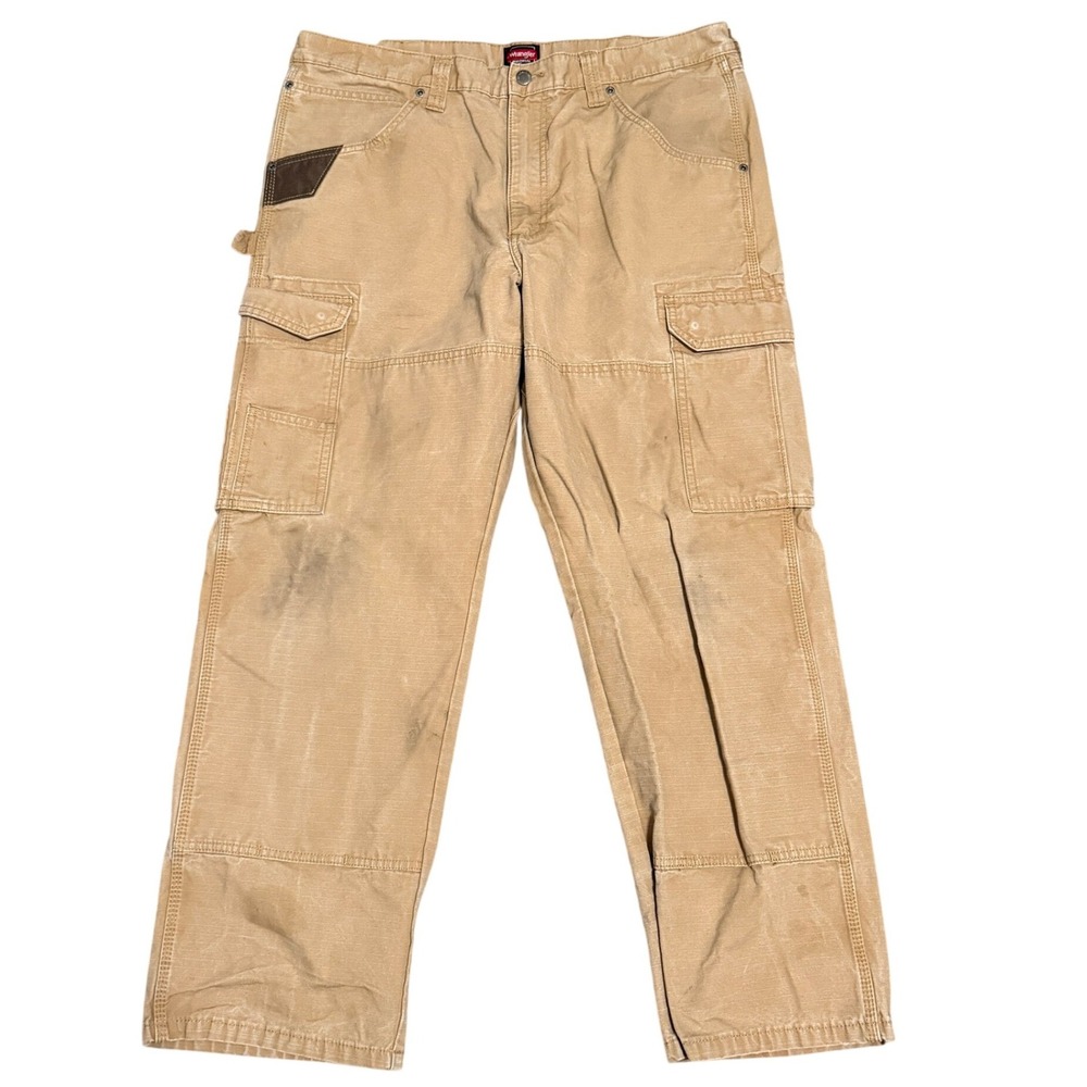 Wrangler Workwear Cargo‎ Pants Utility Hammer Loop Tan 38x30 Cotton Men's